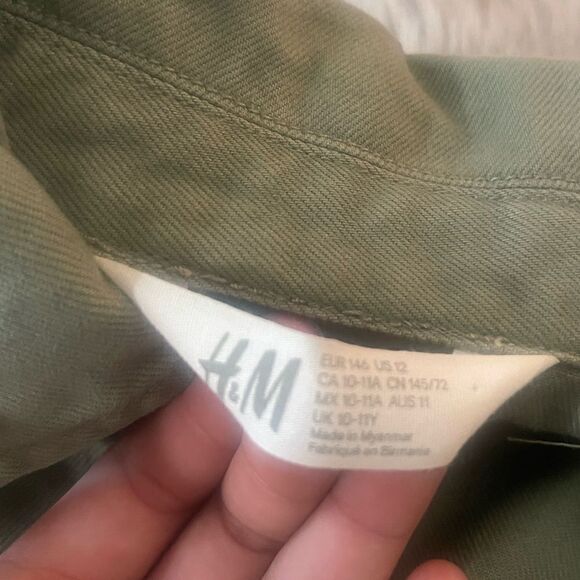 H&M Girl’s Denim Olive Shacket, 12 - Picture 4 of 7